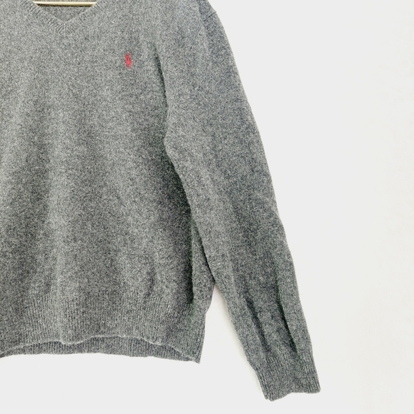 Polo by Ralph Lauren Gray & Black Long Sleeves V-Neck Pullover Sweaters 3526 - Picture 3 of 7